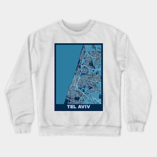 Tel Aviv - Israel Peace City Map Crewneck Sweatshirt by tienstencil